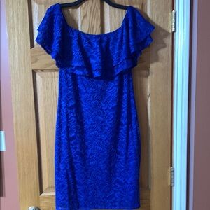 Elegant Royal Blue Lace Off-Shoulder Dress